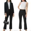 AFITNE Women's Yoga Pants with Pockets Stretchy Pull On High Waisted Cropped Pants Work Casual Dress Ankle Slacks (Black, XL)