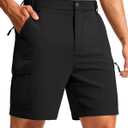 Pudolla Men's Hiking Cargo Shorts 7" Lightweight Quick Dry Casual Work Shorts for Men Summer Travel Golf with 5 Pockets (Large, Black)