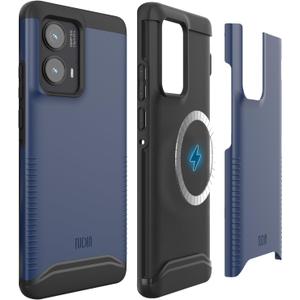 TUDIA Merge [Magsafe Compatible] Designed for Motorola Edge 2024 Case 5G - [Military Grade] Dual Layer Shockproof Slim Heavy Duty Phone Cases for Moto Edge 2024 - Indigo Blue