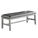 Upholstered Bench, 38" L x 15" W x 19" H, Gray Leather