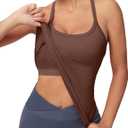 MathCat Workout Tank Tops for Women with Built in Bra, Sleeveless Gym Tops Seamless Racerback Athletic Yoga Shirts (Small, Coffee)