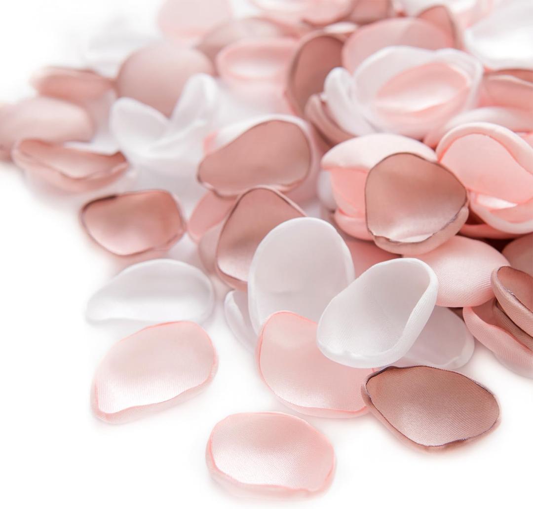 Ling's moment Rose Petals, Silk Flower Petals for Wedding/Aisle/Flower Girl Baskets/Table Centerpiece Dcor,etc.Blush White Dusty Rose 200pcs