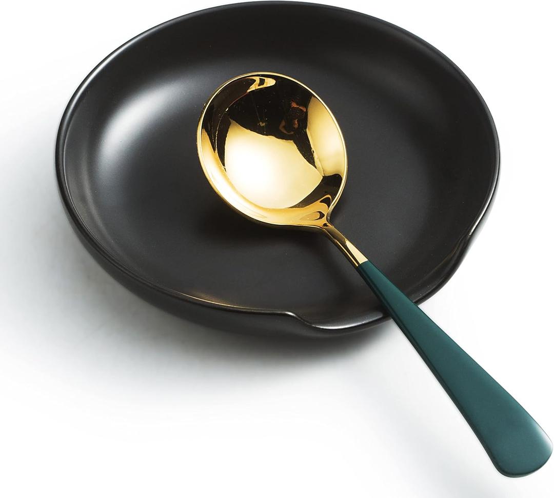Gomakren Spoon Rest Spoon Holder For Stove Top Ceramic Black Spoon Rest For Kitchen Counter Halloween Spatula Holder Utensil Rest