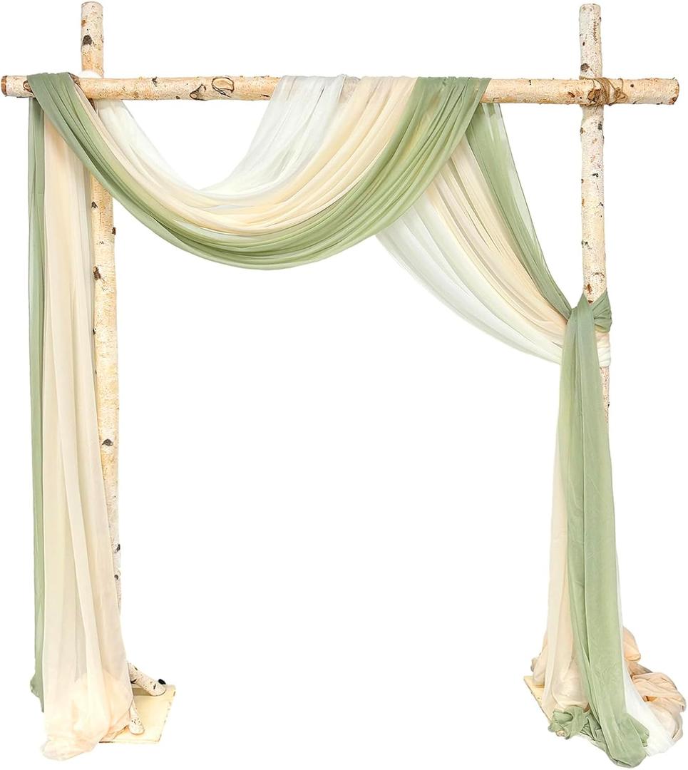 3 Panel Wedding Arch Draping Fabric, Sage Green Chiffon Wedding Backdrop Curtain Sheer Hanging Draping Fabric for Ceremonies, Parties, Festivals, Stage Decorations (30" x 20ft) 3 Panel Wedding Arch Draping Fabric, Sage Green Chiffon Wedding Backdrop Curtain Sheer Hanging Draping Fabric for Ceremonies, Parties, Festivals, Stage Decorations (30" x 20ft)