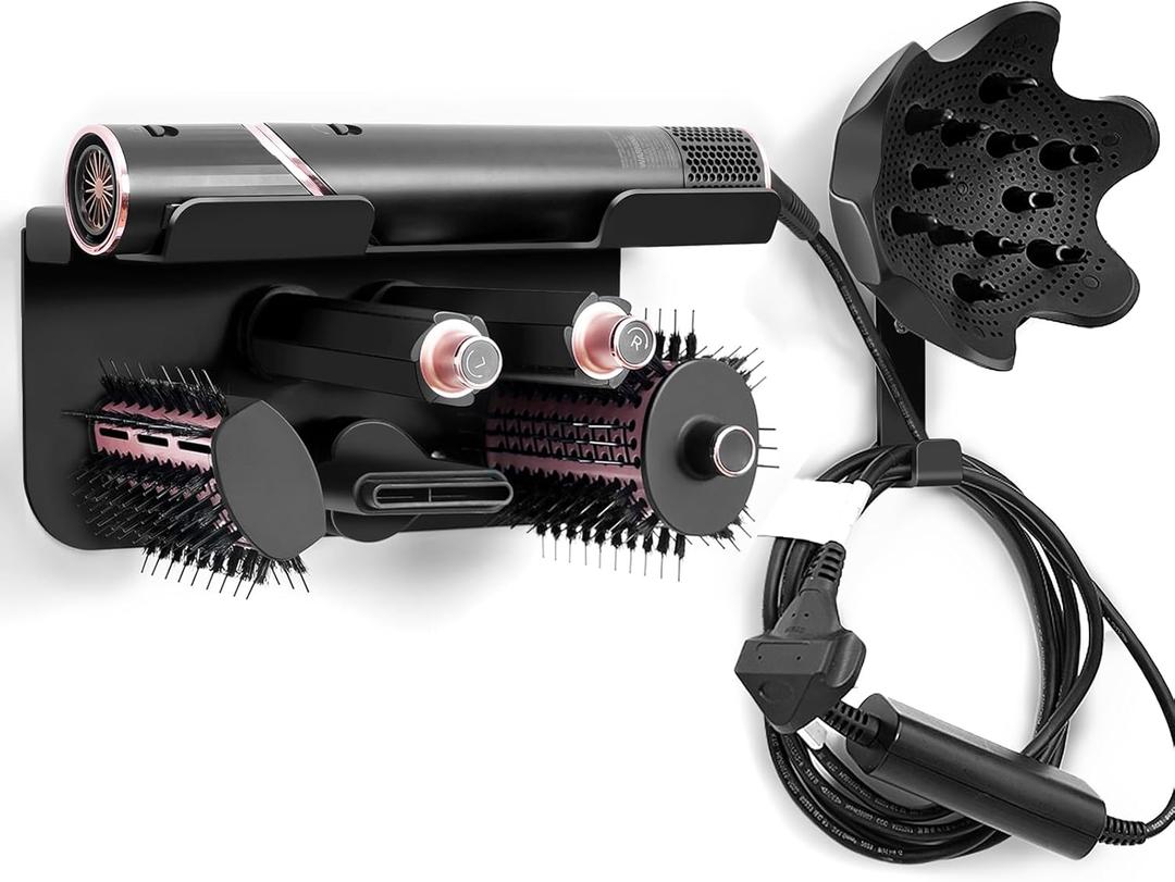 Keetidy Hair Dryer Holder Fit for Shark Flex Style, Blow Dryer Holder Compatible with Dyson Airwrap Blow Dryer Hanger Wall Mount for Curlers Brush Diffuser Hair Dryer Attachment- HD430 HD435 HD440BK