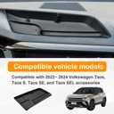 TACOBRO Interior Dashboard Storage Compatible with Volkswagen Taos 2022 2023 2024 Accessories, Taos Dash Mounted Organizer Tissue Holder Tray Box ABS Black