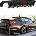 Rear Diffuser with Led Red Brake Light Compatible with 2018-2024 Infiniti Q50, Rear Bumper Spoiler Splitter Fit for 2018 2019 2020 2021 2022 2023 2024 4Door (Carbon Fiber Pattern)