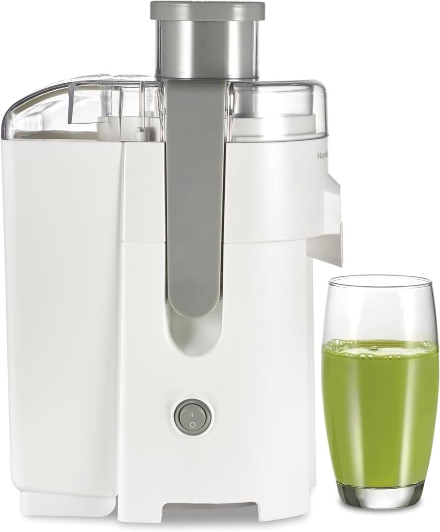 Hamilton Beach HealthSmart Juicer Machine, Compact Centrifugal Extractor, 2.4 Feed Chute for Fruits and Vegetables, Easy to Clean, BPA Free, 400W, White (67501)