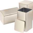 Uxcell 3pcs Square Tin Can, 150mm Metal Empty Storage Container Organizer Candle Jar with Lid for Treats Gifts Favors Loose Tea Coffee Crafts Cookies, Gold