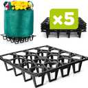 Plant Riser – Modular Pot Spacer for Grow Bags, Planters & Containers – UV-Resistant Drainage Tray for Airflow, Root Health & Cleaner Surfaces (Standard Black, 5 Pack)