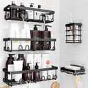 YASONIC Shower Caddy Adhesive, 100% Rustproof Shower Organizer with Soap and Toothbrush Holder, Large Capacity Shower Shelves for Inside Shower, No Drill Shower Storage for Home (5 Pack Black)