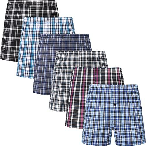 JupiterSecret Men's Underwear Woven Boxers for Men Pack Cotton Boxer Shorts Elastic Waistband 3XL