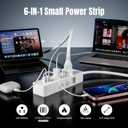 Power Strip, 2300J Surge Protector Power Strip, 5ft Extension Cord with 2 USB A/1 USB C Ports for iPhone 16 15/Plus/Pro/Pro Max, Flat Plug-TUV Listed