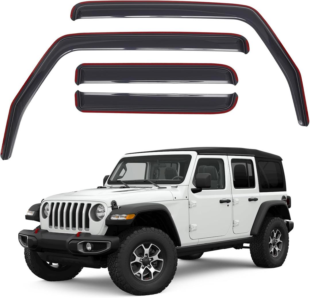 xin-Channel Rain Guards for Jeep Wrangler JL 2018-2026 and Gladiator 2020-2026 Side Windows Vent Deflectors Visors Shades 4Pcs