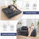 MAXYOYO Folding Sofa Bed, L-Shaped Convertible Sofa Bed with Armrest Foldable Sleeper Sofa with Pillow, Portable Fold Out Chair Bed Comfy Floor Lounge for Living Room Bedroom, Dark Grey
