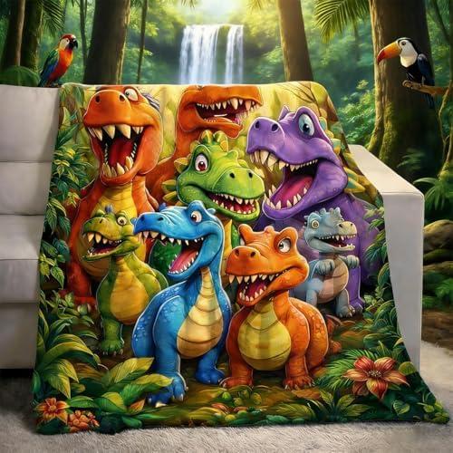 Dinosaur Blanket for Boys Girls 3D Dinosaur Throw Dino Blanket for Toddler Boys Kids Cute Smiling Dinosaurs HD Digital Print Flannel Ultra Soft Lightweight All Season (60in*40in)