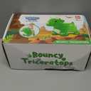 iPlay, iLearn Bouncy Pals Dinosaur Hopper Toy 2 Year Old Boy, Toddler Plush Bounce Animals, Ride on Bouncing Triceratops for Kids, Outdoor Hopping Horse Bouncer, Cool Birthday Gifts 3 4 5 6 Yr Girls