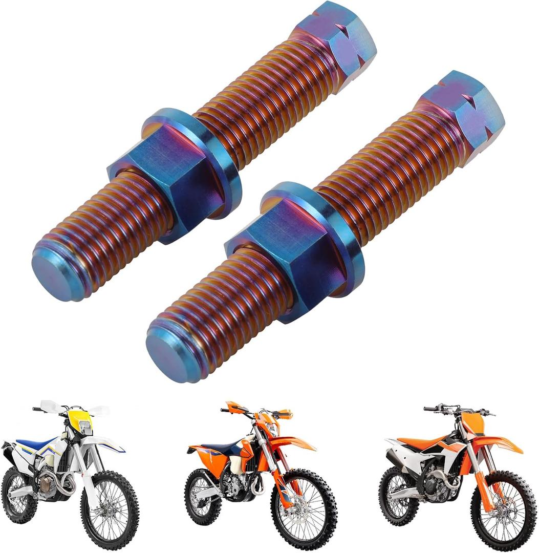 Funparts Titanium Alloy Chain Adjuster Bolt M10 Rear Axle Bolts Universal for KLX KX CRF CR YZ TTR DRZ WR RM RMZ Motorcycle Dirt Bike Chain Tensioner Bolt Quenching