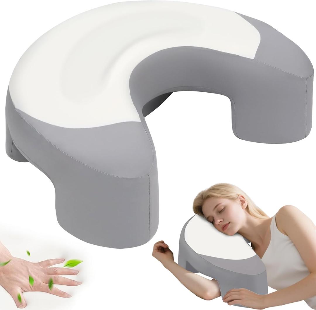 Side Sleeper Pillow for Adults, Ergonomic Memory Foam Pillow with Arm Hole for Neck, Rotator Cuff & Shoulder Pain Relief, Knee Pillow Between Legs, Shoulder Pillow for Left & Right Side Sleeper(Silk)