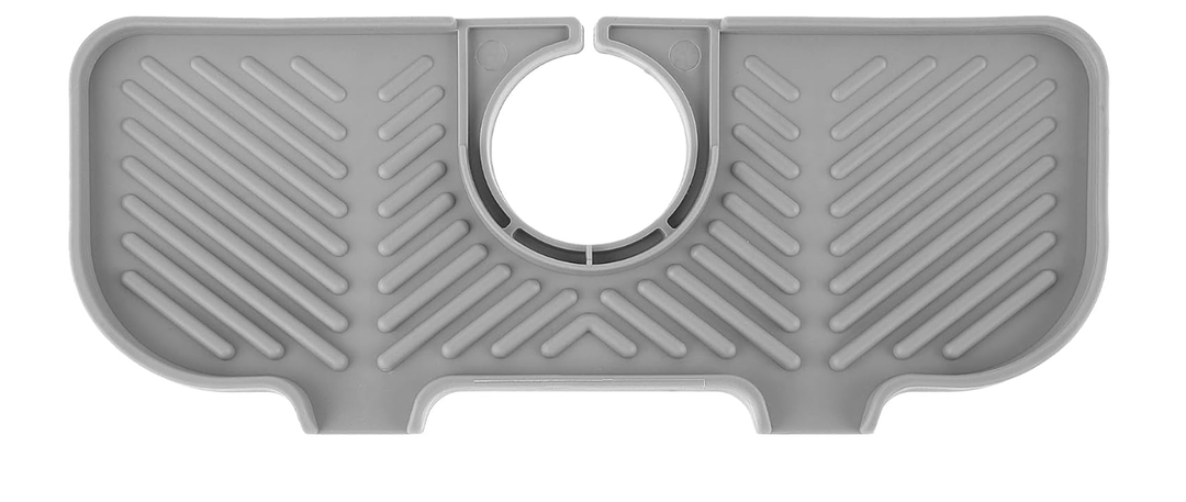GEEHUA Kitchen Sink Splash Guard, Silicone Faucet Sink Mat Draining Mat Kitchen Sink Splash Guard Behind Faucet Sink Protectors Drip Collector for Kitchen Sponges Brushes Dish Drying Mats (Grey)