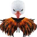 Newcotte 2 Pcs Eagle Costume Halloween Eagle Mask Wings Set Birds Animal Mask Feather Cape Wings Shawl Birds Cosplay Outfits for Men Women Teen Halloween Masquerade Carnival Fun Cosplay Party Props