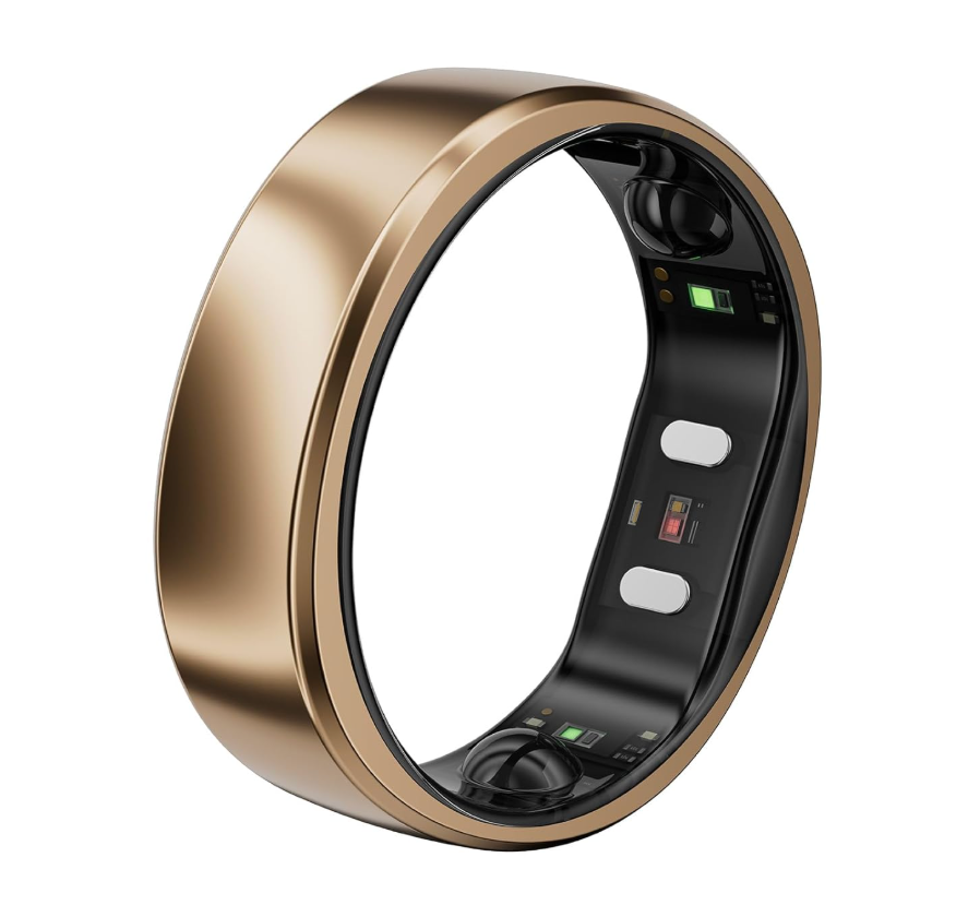  Smart Ring(Size 8, Gold) | 10-Day Battery Life, Fitness/Sleep/Stress/HR Tracker for Women&Men, No App Fee for Standard Features,iOS & Android Compatible