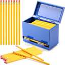 201 Pcs Stainless Steel Pencil Dispenser Kit for Classroom Metal Straw Dispenser with 200 HB Pencils Back to School Supplies Pen Holder for Classroom Desk Teacher Must Haves Office(Blue)