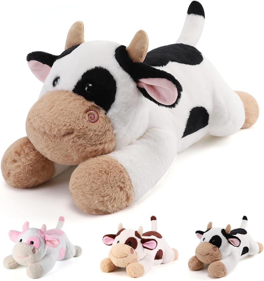 gnomantic Cow Weighted Stuffed Animals - 28 Inch 5.0 Pounds Weighted Plushies Cow Stuffed Animals - Large Plush Pillow - Cute Plush Toys Gifts for Kids & Adults (28" 5.0 lbs)