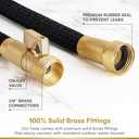 Flexi Hose with 8 Function Nozzle Expandable Garden Hose, Lightweight & No-Kink Flexible Garden Hose, 3/4 inch Solid Brass Fittings and Double Latex Core, 50 ft Black