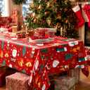 Pureegg Plastic Table Cloth Disposable 10 Pack, 54 x 108 Inch Table Cloths for Parties, Decorative Tablecloths for Rectangle Tables, Christmas Tablecloth Plastic, Leakproof & Sturdy, Christmas Red