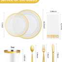 Goodluck 700 Pieces Clear Gold Disposable Dinnerware Set for 100 Guests, 10.25 inches