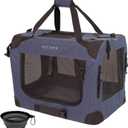 Petseek Extra Large Cat Carrier Soft Sided, Portable Small Dog Carrier for 2 Cats, 24"x16.5"x16" Car Travel Folding Comfortable Design with Bowl, Blue
