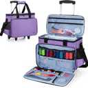 LUXJA Sewing Machine Case with Detachable Dolly and Removable Bottom Pad, Rolling Tote Fits Most Standard Machines, Purple