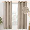 YoungsTex Linen Curtains 63 Inches Length 2 Panels for Window, Light Filtering Drapes with Textured Bronze Grommet Privacy for Living Room Bedroom, Dark Oatmeal, 38 x 63 Inch