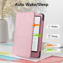 Case for Kindle Paperwhite 7"/6.8" (12th/11th Gen, 2024/2021) & Kindle Colorsoft Signature Edition 2024, Slim PU Shell Cover with Stand, Hand Strap, Auto-Wake/Sleep Feature Not for TCL, Pink