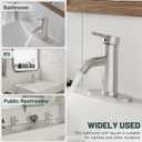 Brushed Nickel Bathroom Faucet, Greenspring One Hole Single Handle Bathroom Sink Faucets Modern Commercial Lavatory Vanity Sink Faucets with Cover Plate Pop Up Drain with Supply Line, Brass
