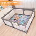 Veraste Foldable Baby Playpen with Gate, Extra Large Collapsible Play Yard for Babies & Toddlers, Portable Travel Playpen, Baby Activity Center for Indoor & Outdoor Use (Grey 59"71")