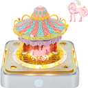 3D Calendar 2026 Time Piece Calendar,3D Art Calendar Memo Pad 2026 Creative Desk Calendar with Light,Carousel Rip Away 3D Memo Pad Paper Carving Notepad