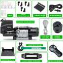 Winch with 1/4"55 ft Synthetic Rope Electric Winch 12v 6000lbs, Trailer Winch with Wireless Remote &Manual Switch, with Pulley+Rubber Stopper,IP68 Waterproof, for Off Road ATV UTV, 6000lbs-NB
