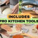 Round Pizza Stone for Oven 16 inch - Large Pizza Stone for Grill with Handles, Metal Pizza Peel & Steel Dough Cutter Tool - Baking Stone for Bread - Oven Stones - Pizza Making Set