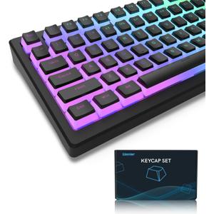 Womier Pudding Keycaps, PBT Shine Through Keycaps 165 Keys Set Custom Key caps Set OEM Profile, Universal Compatiability for 100%, 75%, 65%, 60% Keyboard-Black