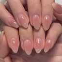Ombre Press on Nails Almond, Nude Pink, Short, 24Pcs