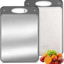 Titanium Cutting Boards for Kitchen - Katuchef Non Toxic Double Sided Metal for Meat/Fish & Wheat Straw PP for Fruits/Vegetables, Dishwasher Safe, Hygienic, Pure Titanium Easy Clean Chopping Board