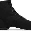 Canvas Jazz Dance Boots Ballet Dancing Sneakers for Adult Men Women (8.5/41Black
