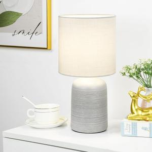 Lampwell Maye Small Ceramic Table Lamp for Living Room and Bedroom,Modern Kids Night Table Lamp,6.3H13IN,Bulb Excluded,Light Grey