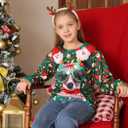 Idgreatim Boys Girls Ugly Christmas Sweater Funny 3D Long Sleeve Xmas Sweatshirt with Fleece Size 4-16 (Green, M)