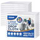 24 Pack 12 x 9 ft 0.4 MIL Large Painter’s Plastic Drop Cloth Painting Sheet-Light & Durable Dust Cover-Clear Plastic Sheet-Plastic Sheeting-Plastic Cover-Paint Drop Cloth- Plastic Floor Protector