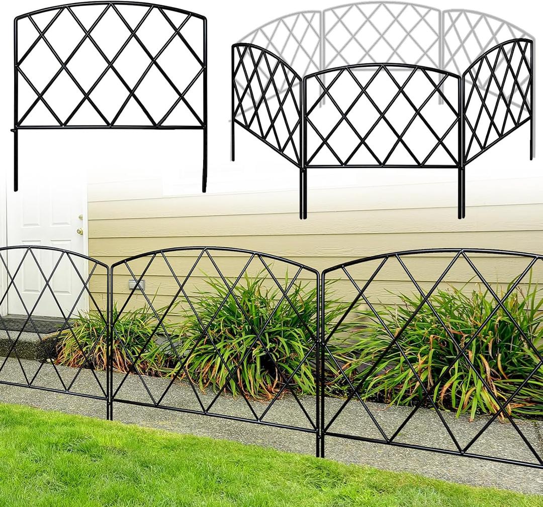 Thealyn Decorative Garden Fence 24 in H x 24 in W (5 Panels, Total Length 10 ft) Rustproof Metal No Dig Fencing Animal Barrier Fence, Outdoor Border for Dog, Yard, Patio, Flower, Bed