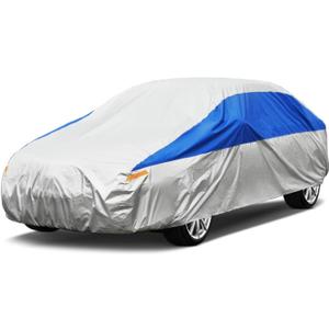 GUNHYI Car Cover Waterproof All Weather for Automobiles, Outdoor Full Car Cover Snowproof Windproof UV Protection, Universal Fit for Sedan. (Fit Sedan Length 175-185 inch, Silver)
