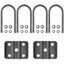 Trailer U Bolt Kit 7 inch for 5,200-7,000 lb Trailer Axle, 3" Round Axle, 1/2 Diameter, 2" Thread Pitch